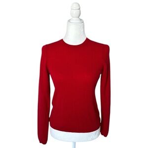 Charter Club red cashmere crew neck sweater quiet luxury minimal staple size SP